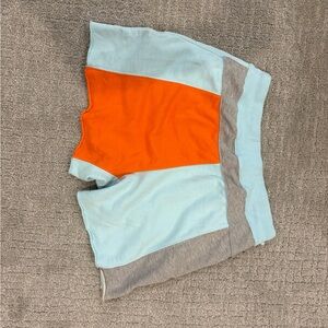 Free People Color Block Athletic Shorts - Orange, Blue, Gray